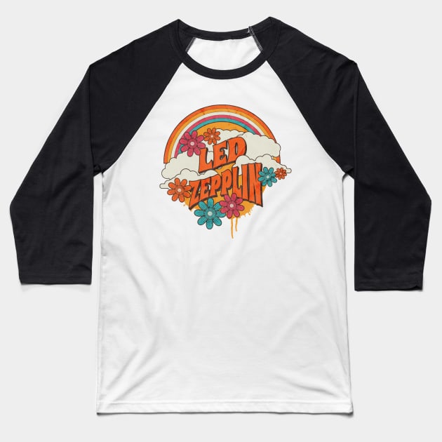 Retro Rainbow - Lepplin Baseball T-Shirt by sansxart